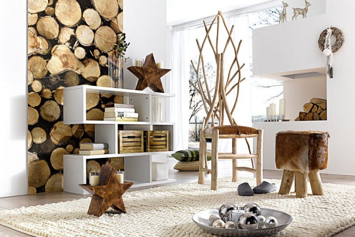 Un séjour avec mobilier bois pour une décoration style scandinave